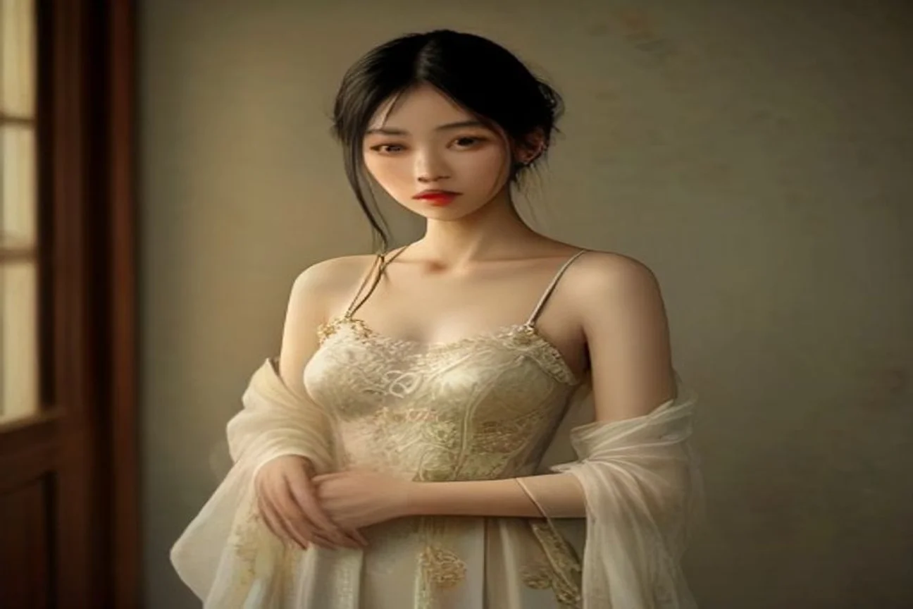 Camisole de soie jade brodée à la main, posée sur un métier à tisser traditionnel de Suzhou