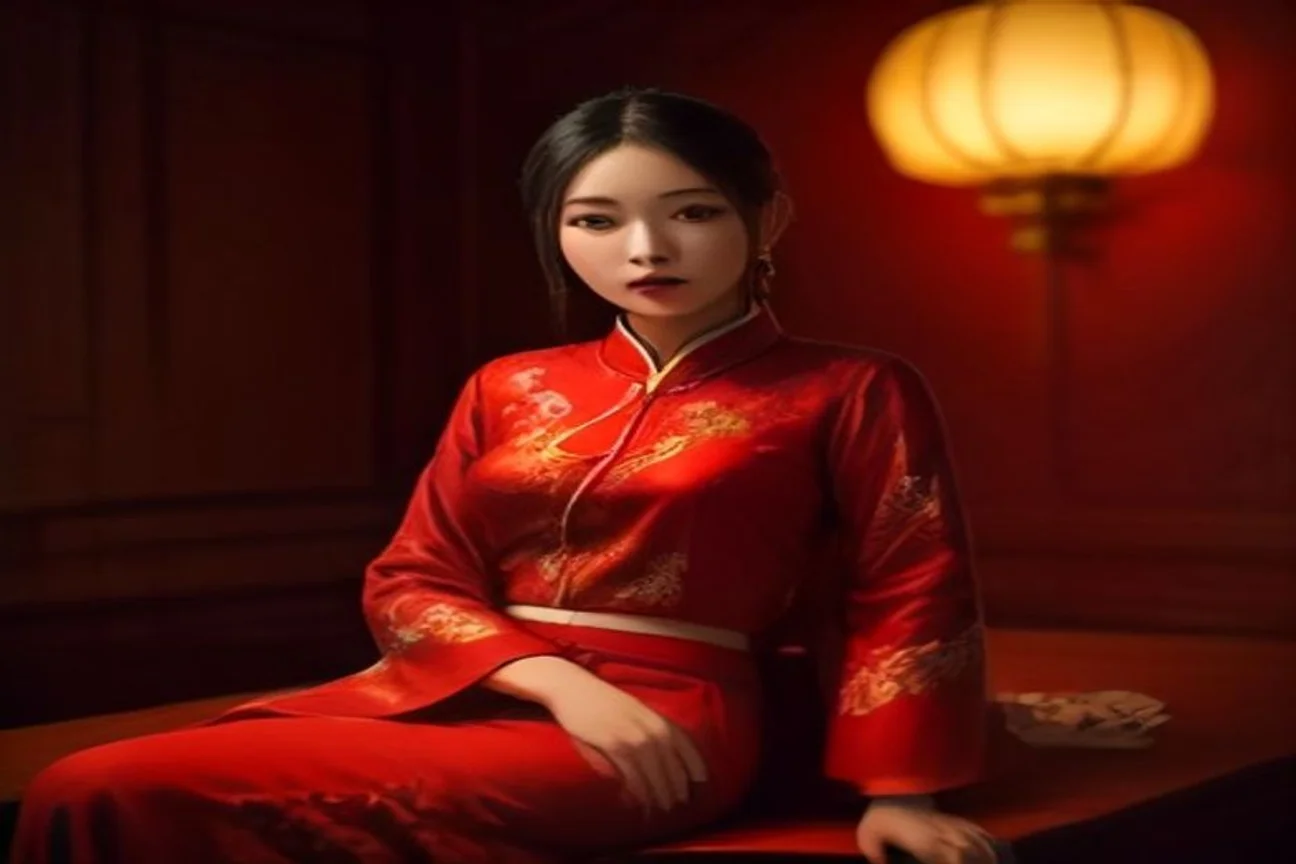 Nuisette fluide en soie de Suzhou portée dans un intérieur aux lignes minimalistes et végétation