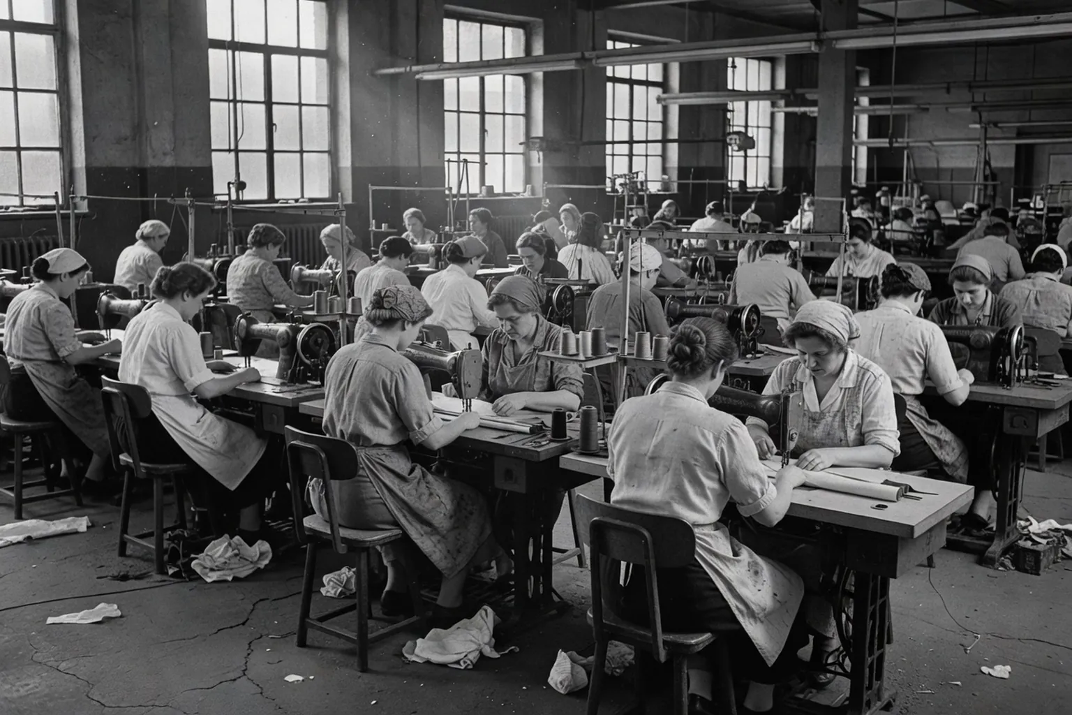 Usine textile soviétique de Łódź dans les années 1970