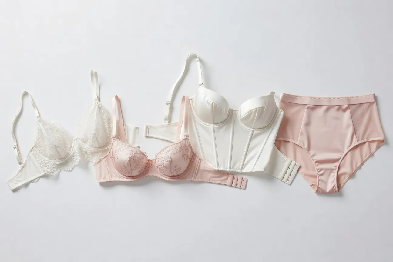 Différentes pièces de lingerie de différentes morphologies présentées sur des silhouettes stylisées
