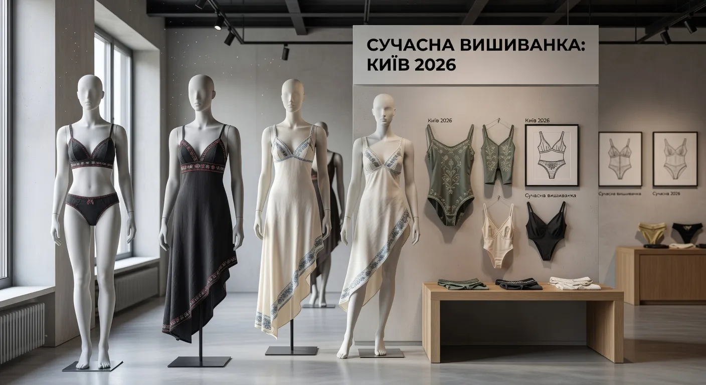Boutique de lingerie contemporaine à Kiev avec pièces alliant broderie traditionnelle et silhouettes modernes