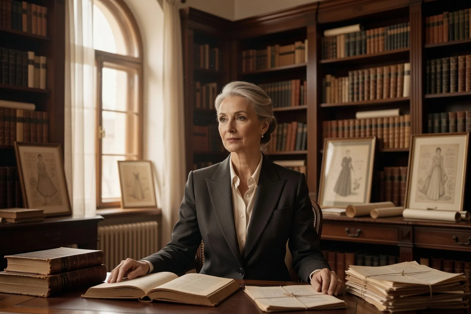 Olga Ivanovna Sokolova, historienne de la mode soviétique, dans un décor d'archives à Moscou