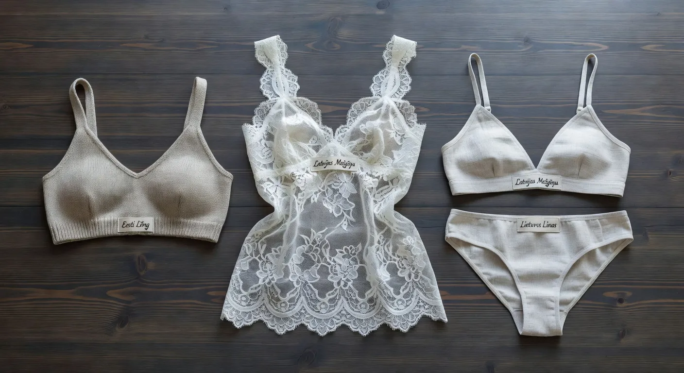 Triptyque lingerie des pays Baltes : lin estonien, dentelle lettone Lauma, lin lituanien de Vilnius