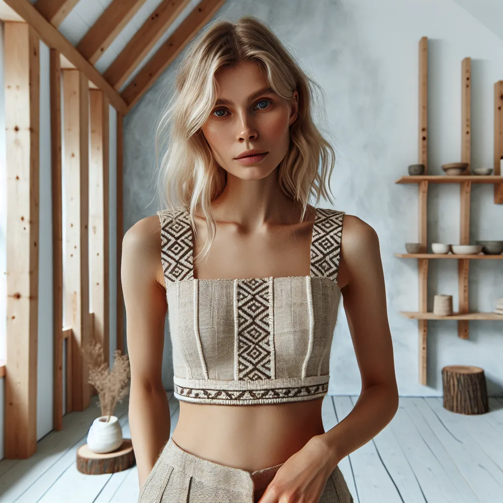 Femme de Lituanie en lingerie traditionnelle — élégance et savoir-faire textile
