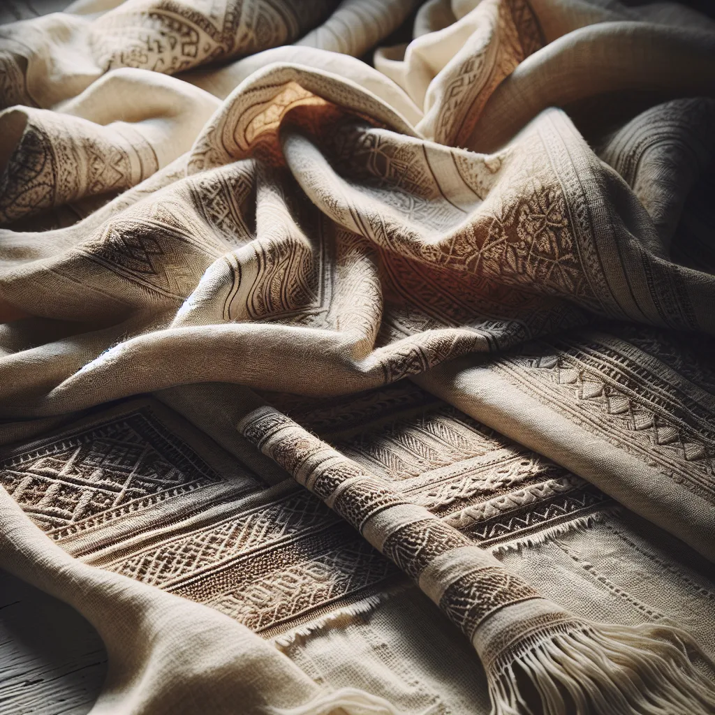 Lingerie lituanienne en lin naturel avec broderies baltes traditionnelles