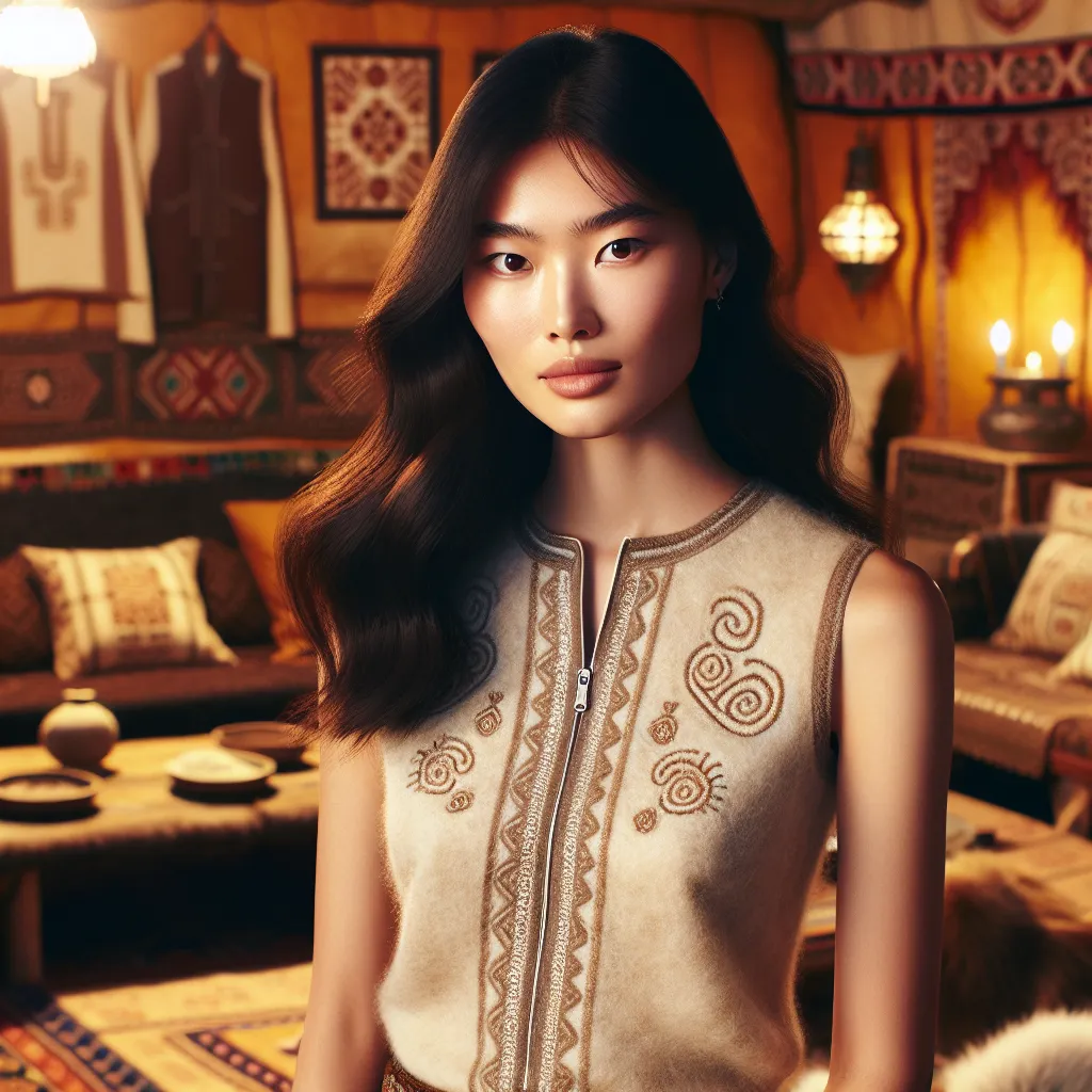 Femme de Mongolie en lingerie traditionnelle — élégance et savoir-faire textile