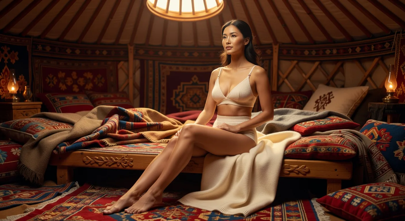 Belle femme de Mongolie en lingerie — mode et traditions textiles