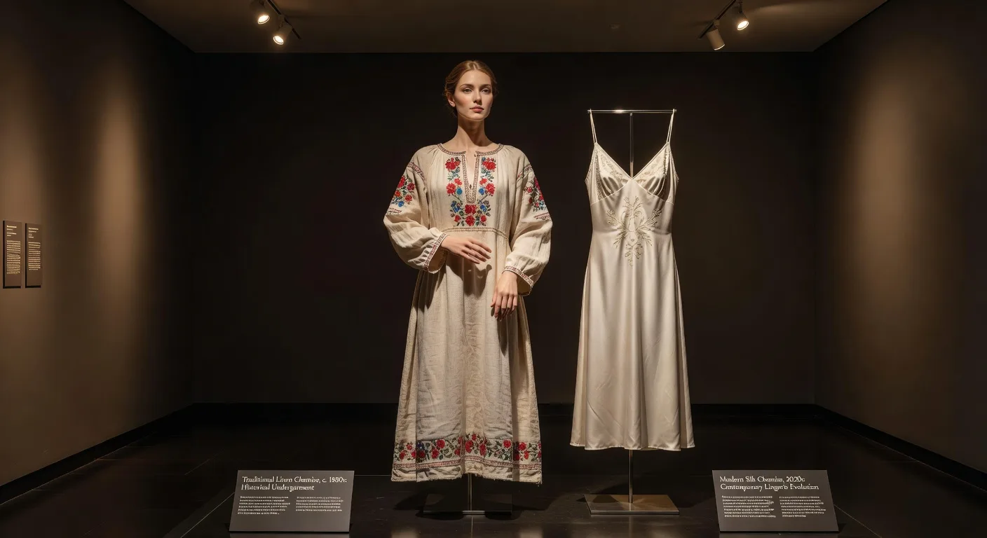 Évolution de la lingerie — chemise traditionnelle en lin et lingerie contemporaine en soie