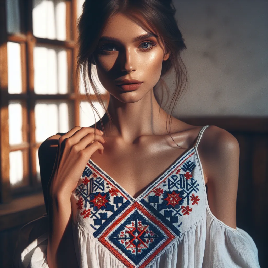 Femme de Slovaquie en lingerie traditionnelle — élégance et savoir-faire textile